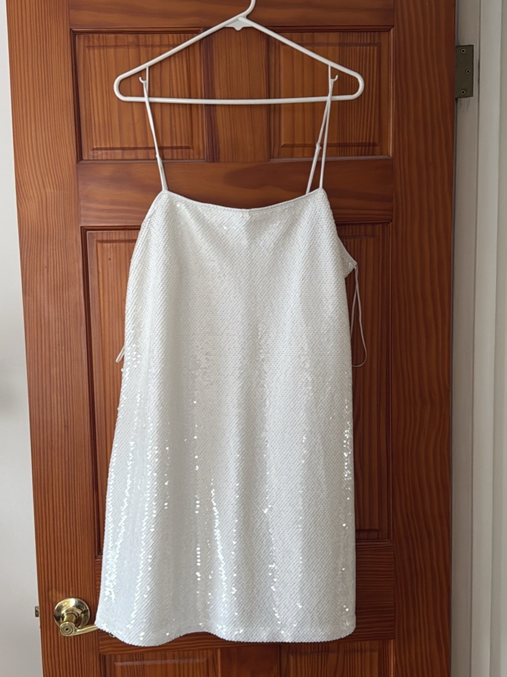 White Sequin Slip Dress by Abercrombie
